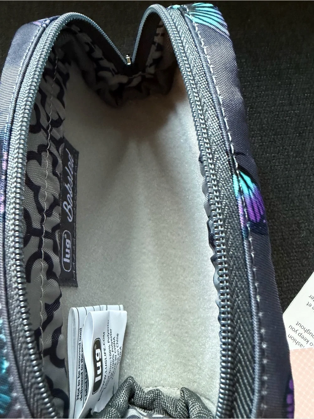 Lug Bobsled Eyeglass Case Pouch Bag – Butterfly Grey Gray Purple Blue